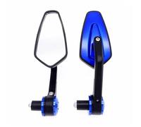Universal Motorcycle Bar End Rearview Mirrors Handle Side Oval For OUSDUO(Blue)
