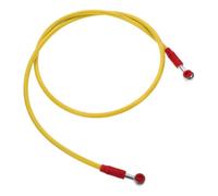 Universal Motorcycle Brake Hose, High Temperature Replacement Line | Rubber and Steel Wire Build, Yellow Finish, for Brake Calipers with Banjo Fittings, Workshop Use