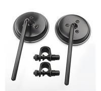 Universal Motorcycle Clamp-On Black Round Side Rear View Back Mirror Motorbike Chrome Stainless Steel Handlebar Mirrors(Black)