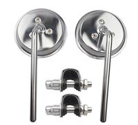Universal Motorcycle Clamp-On Black Round Side Rear View Back Mirror Motorbike Chrome Stainless Steel Handlebar Mirrors(Silver)