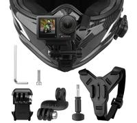 Universal Motorcycle Helmet Chin Camera Mount with Bendable Mounting Base, Quick-Release Design, Angle Adjustable, Compatible with for GoPro/DJI OSMO/Insta360 Action Camera