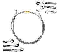 Universal Motorcycle Hydraulic Silver Brake Hose 400-2400mm 28°-28°10mm Fixed Fittings Stainless Steel Braided Hose for Motorcycles, ATVs, Dirt Bikes, and Street Racers
