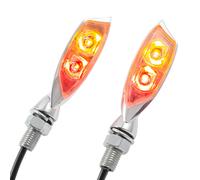 Universal Motorcycle LED Indicator Shadow with Rear & Brake Light Tinted Chrome