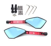 Universal Motorcycle mirror CNC side Rearview Blue Anti-glare Compatible with Yamaha MT01 MT25 MT03 MT07 MT09 MT10 (Color : Black, Size : A)(Red Big-Mirror)