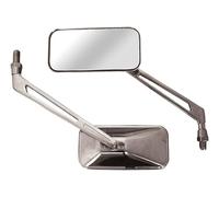 Universal Motorcycle Mirror Set Chrome Rectangle Runner 10mm Pair Standard Thread Left & Right