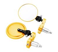 Universal Motorcycle Mirrors 3 Inch Round Folding Bar End Side Mirror Victory White Glass(Gold)