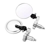 Universal Motorcycle Mirrors 3 Inch Round Folding Bar End Side Mirror Victory White Glass(Silver)