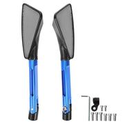 Universal Motorcycle Rearview Mirror 8mm Thread, Blue Metal | Scooter and Motorcycle Fit, Distortion Free View, Easy Installation, Plastic and Metal Build, Set
