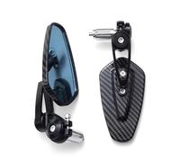 Universal Motorcycle Rearview Mirror Carbon Fiber Pattern Handlebar Modified Inverted Rear Motorbike Accessories(Black)