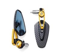 Universal Motorcycle Rearview Mirror Carbon Fiber Pattern Handlebar Modified Inverted Rear Motorbike Accessories(Gold)