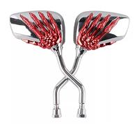 Universal Motorcycle Scooter Chrome High Definition Skeleton Hands Claw Side Rear View Mirrors for Motorbike E-Bikes ATV with 10mm and 8mm Thread Red 1 Pair