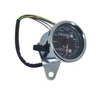 Universal Motorcycle Speedometer Odometer Tachometer Gauge LED Backlight Dual Speed Meter Speedometer(Color-Si)