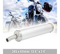 Universal Motorcycle Tail Exhaust Pipe Muffler 280mmx60mm Silver Tone