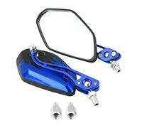 Universal Motorcycle Wing Mirrors, Aluminum Alloy Rear View Mirrors for Motorbikes Scooters ATV, Blue Resistance Adjustable