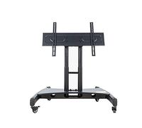 Universal Motorized TV Mount - Mobile Conference Room Floor Stand Height Adjustable 90-Degree Tilt Vertical Stage Cart for Presentations (Black)