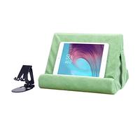 Universal Multi-Angle Tablet Holder - Soft Pad Stand With Net Pocket & Black Phone Stand For Lap, Knee, Sofa and Bed(Green)