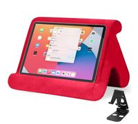 Universal Multi-Angle Tablet Stand Holder-Soft Pad Stand with black phone holder for Lap,Knee,Sofa and Bed,Compatible with iPad Pro 9.7,10.5,12.9 Air Mini 4 3,Kindle,Galaxy Tab,E-Reader (Wine Red)