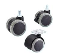 Universal Mute Chair Wheel Caster 2 Inch M8 Heavy Duty 50kg Swivel Castor Replacement Furniture Wheels Rollers Brake Casters(Screw With Brake)