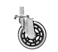 Universal Mute Office Chair Caster Wheels, Smooth Rolling Chair Casters with 50kg Load Capacity, Quiet PU Replacement Wheels for Task Chairs and Stools, 5 PCS (3 inch circlip galvanized version)