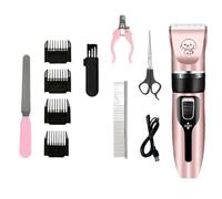 Universal Mute Pet Grooming Kit, Safe and Snag-Free, Clippers with 4 Guide Combs, Cleaning Brush, Scissors, Free Beauty Set (Rose Gold - Standard 8-Piece Set+4-Piece Set)