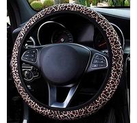 Universal Neoprene Steering Wheel Cover, Silence Shopping Cute Soft Steering Wheel Covers,Printed Neoprene Steering Wheel Cover for Women and Girls Automotive Interior Accessories (Leopard)