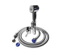 Universal New Improved bargin Muslim SHATAFF Chrome Bidet Douche Strong Reinforced Shower Hose 120 cm Douche Hand Shower Spray Toilet Hand Held Bidet Spray Kit with Brass Shut Off Valve