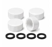 Universal No Waste Cap Set: 4-Pack Blanking Cap for Washing Machine & Dishwasher. 32mm / 1.25inch PVC Sink Blanking Cap with Washer, Essential Sink Waste Fittings for Kitchen, Bath & Laundry Drain Pip