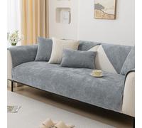 Universal Non-slip Chenille Sofa Cover Thick Washable Slipcovers for 1 2 3 4 Seater Sofas Ultra Soft Fluffy Furniture Protector Winter Cushion (Gray B 110 x 210 cm)