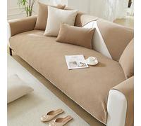 Universal Non-slip Chenille Sofa Cover - Thick Washable Slipcovers for 1-4 Seater Sofas Ultra Soft & Fluffy Furniture Protector Winter Style (Brown D 90 x 160 cm)