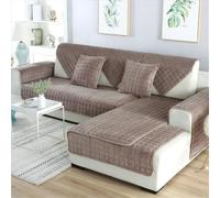Universal Non-Slip Soft Velvet Sofa Covers - Washable Couch Covers for 1 2 3 4 Seater Sectional Sofas (110x210 cm Khaki) - Premium Furniture Protection