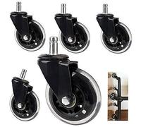 Universal Office Chair Replacement Casters, 7.6cm Polyurethane, Silent Rolling, Floor Protection, Standard 11x22mm Stem, Supports Up to 200kg, & Smooth Glide