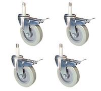 Universal Office Chair Wheels - 4-inch Swivel Casters with M11 rt Plunger, Set of 4, No Noise, Rubber Sleeve, 280kg Capacity for Kitchen & Hotel Trolleys