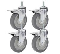 Universal Office Chair Wheels 7.6 Cm M12 Rubber Silent With Brake Set Of 4(125 Mm.-With Brake)