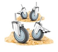 Universal Office Chair Wheels Set of 4 Rubber Swivel Casters with M10 x 30mm & M12 x 30mm Threaded Stem Silent 360-Degree Rotation Heavy-Duty Load Capacity
