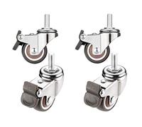 Universal Office Chair Wheels4 Silent Rubber Swivel Casters with Brakes Easy Install Threaded Rod for Furniture Workbench and Rolling Office Chairs