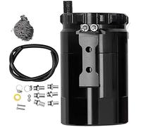 Universal Oil Catch Can | Aluminum Alloy Breather Reservoir with Mounting Kit | Helps Reduce Motor Sludge & Supports Horsepower for Cars/Trucks/Performance Vehicles (Black)