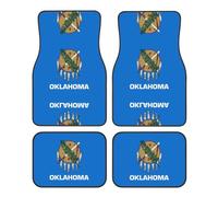 Universal Oklahoma State Flag Print Car Floor Mat Four-Piece Set - Rubber Automotive Accessories for SUV Sedan Van Truck