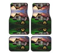 Universal Old Tractor Photo Farm Print Car Foot Mat Four-Piece Set â€“ Durable, Stylish â€“ Perfect for SUV, Sedan, Van, and Truck