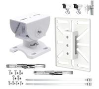 Universal Outdoor Security Camera Pole Mount Kit, Aluminum Adjustable Wall & Column Bracket with Multi-Function Adapter Plate, Pipe Clamps & Cable Ties, Compatible with Bullet Dome PTZ CCTV Cameras