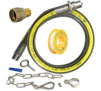 UNIVERSAL Oven Cooker Gas Supply Hose Pipe + PTFE Tape + Safety Chain + Straight Connector Joint Kit (3ft 1/2 inch, Straight Bayonet, BS EN14800 CE)