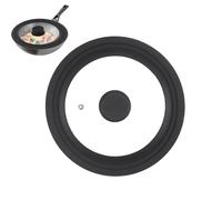Universal Pan Lid Fits Diameter 28cm/30cm/32cm Cookware, Frying Pan Cover with Heat Resistant Silicone Rim & Tempered Glass, Replacement Instant Lid for Pans, Saucepan, Cooking Pots, Skillets (Black)