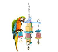 Universal Parrot Chewing Toy | Colorful Wood & Plastic Bird Swing for Cage | Hanging Chew Toy for Small/Medium Birds | Training & Intelligence Development