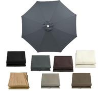 Universal Patio Umbrella Canopy Cover for 2.1m 2.7m & 3.0m Umbrellas Waterproof Grey Replacement with 8 Ribs for Garden Umbrella Protection.