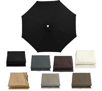 Universal Patio Umbrella Canopy Cover Waterproof Replacement for 2.1m 2.7m 3.0m Umbrellas Fits Garden Umbrellas (Black 2.1m 6 Ribs)