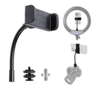 Universal Phone Holder for Ring Light, 1/4"-20 and Hot Shoe Adapter, Flexible Phone Mount for Ring Light and Tripod Stand Replacement