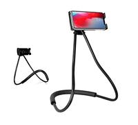 Universal Phone Holder Hanging Neck, 360°Rotation Cell Phone Mount, Flexible Foldable Long Arm Gooseneck Stand, Multiple Function Lazy Bracket for Smartphone 4.6-6.5 inches Desk Bed Sofa (black)