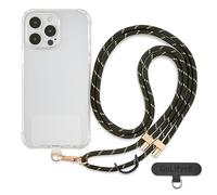 Universal Phone Lanyard, Anti-Theft Crossbody Strap for iPhone 14 Pro Max and Most Smartphones, Adjustable Cell Phone Neck Holder w/ 2 Non-Adhesive Tether Tabs for Men and Women, Black-Gold/Gold