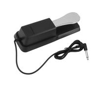 Universal Piano Pedal with Polarity Switch, Non-Slip ABS Foot Controller for Electronic Keyboard, Silver Metal Finish Accessory Compatible with Most Digital Pianos and Synthesizers