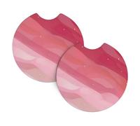 Universal Pink Gradient Style Print Car Interior Cup Holder Pad Coasters - 2 Pack Absorbent Soft Rubber Round Drink Coasters