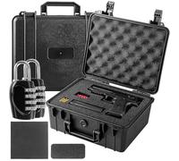 Universal Pistol Case with Pre-Cut Foam Inserts, Fasteners on the Top, Waterproof Hard Case IP67 with Two Locks, Suitable for Travel, Hunting, Tactical